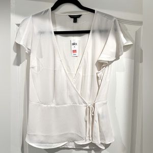 Banana Republic, white wrap top, M